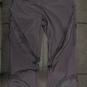 Lululemon Cropped Black Mesh Panel Leggings